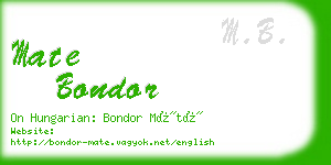 mate bondor business card